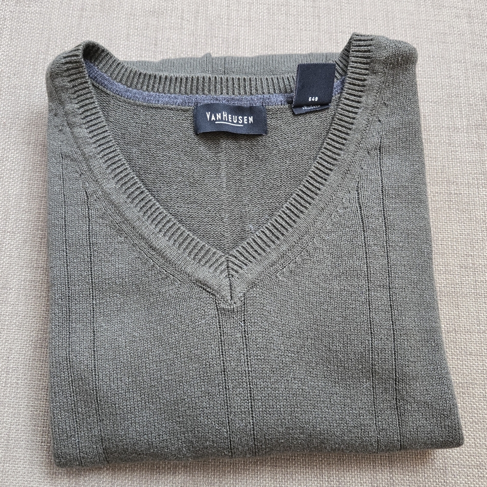 Van Heusen Men's Sweater Vest – XL, 100% Cotton, Green, NWOT